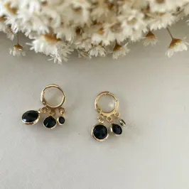 Brinco Argola Pingentes Negros