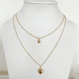 Colar Duplo Pingente Coração