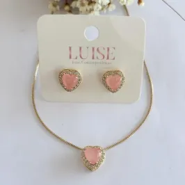 Conjunto Fusion Coração Cravejado