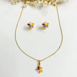 Conjunto Infantil Borboleta Resinado
