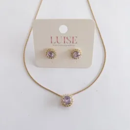 Conjunto Redondo Lilas Cravejado