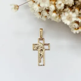 Pingente Cruz e Face Cristo Pequena