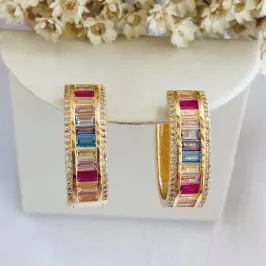 Brinco Argola Cristais Baguete