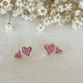 Brinco Corações Pink
