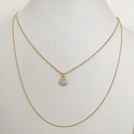 Colar Duplo Pingente Redondo Cravejado