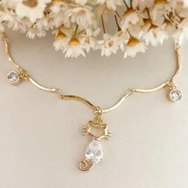 Colar Gatos com Zirconias