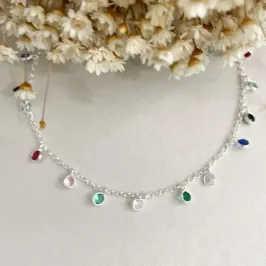 Colar Zirconias Coloridas