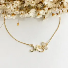 Colar Escrita Mãe com Corações