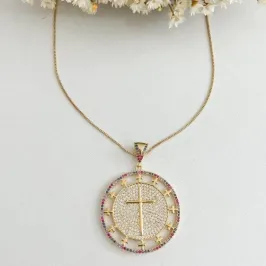 Colar Mandala Cruz Cravejada