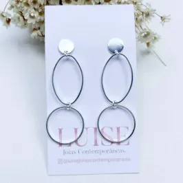 Brinco Pendente Dois Circulos