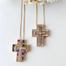 Colar Cruz Dupla Encaixe
