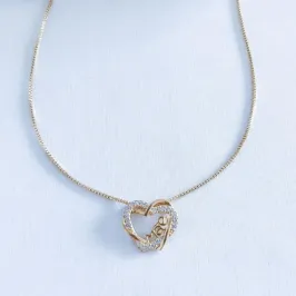 Colar Mãe e Coração Liso Cravejado