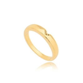 Anel Aliança Mini Coração Cravejado Ouro