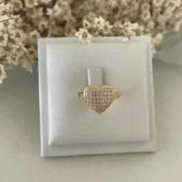 Anel Coração Cravejado