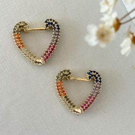 Brinco Argola Coração Cravejado