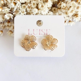 Brinco Flor c/ Detalhes Fios e Zirconias