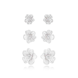 Brinco Flor c/ Detalhes Fios e Zirconias