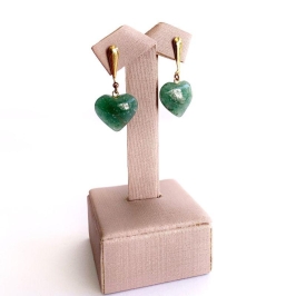 Brinco Pedra Natural Coração Agata Verde