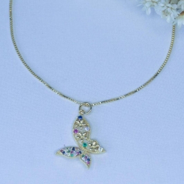 Colar Borboleta Cravejada