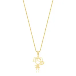 Colar Filha Unico com Coração Zirconia Ouro
