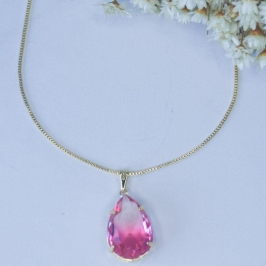 Colar Gota Zirconia Colorida Grande