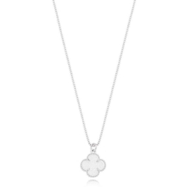 Colar  Trevo Branco Prata
