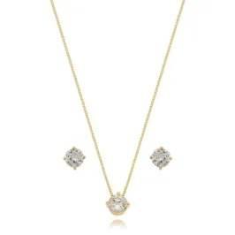 Conjunto Ponto de Luz 8mm Ouro