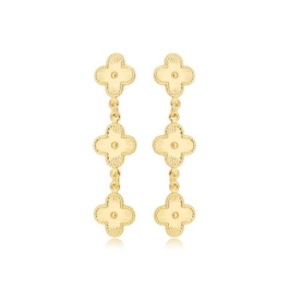 Brinco Pendente Trevos Ouro