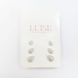 Brinco Trio Gota Cravejada Grande