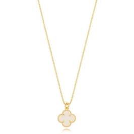 Colar  Trevo Branco Ouro