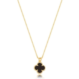 Colar  Trevo Preto Ouro