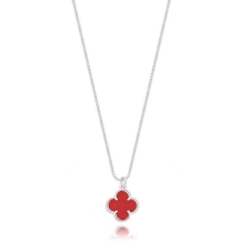 Colar  Trevo Vermelho Prata