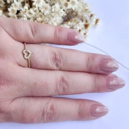 Anel Coração Microzirconias e Esferas