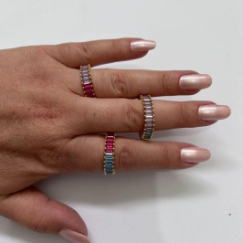 Anel Cravejado Baguete