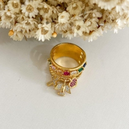 Anel Quadruplo com Pingentes