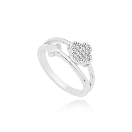 Anel Trevo Duplo Liso e Cravejado