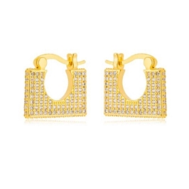 Brinco Argola Quadrada Cravejada