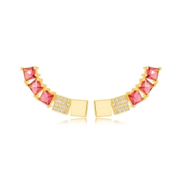 Brinco Ear Cuff Zirconias e Cristais Colors
