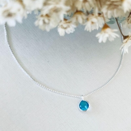 Colar Ponto de Luz Azul Ceu