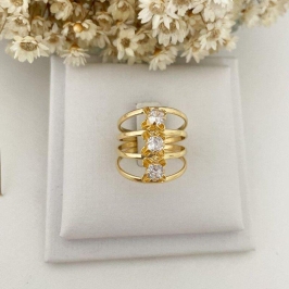 Anel Tres Flores de Zirconias