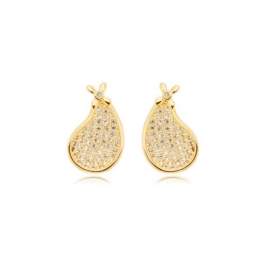 Brinco Gota c/ Mini Laço Cravejado