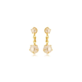 Brinco Pendente Duas Pérolas