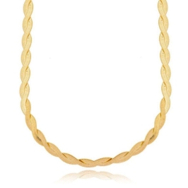 Colar Chocker Trançado Fita Ouro