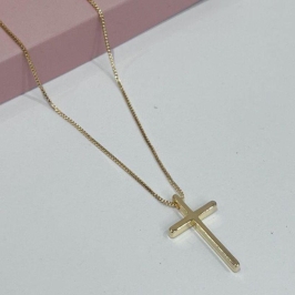 Colar Com Pingente Cruz 45cm