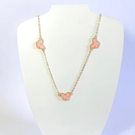 Colar  Três  Borboletas Rosa Inspiração