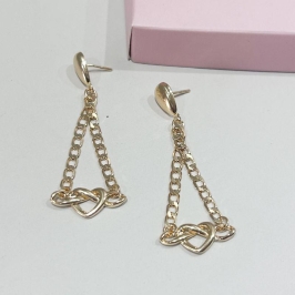 Brinco Coração Trançado Ouro