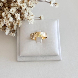 Anel Aliança Riscada e Fosca