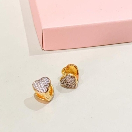 Brinco Argola Coração Cravejada