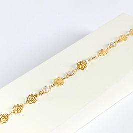 Pulseira Flor e Perola Ouro