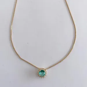 Conjunto Redondo Verde Cravejado